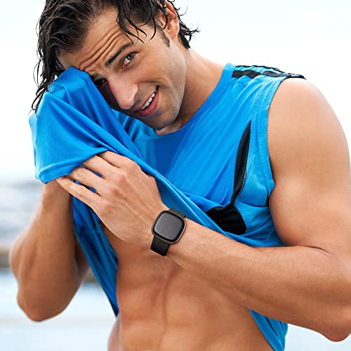 Odbeai Compatible with Fitbit Versa 4 Bands/Versa 3 Band & Fit bit Sense 2 Bands/Sense Band for Women Men,Soft Replacement Wristbands Sport Strap Accessories for Fit bit Smart Watch (Large, Black)