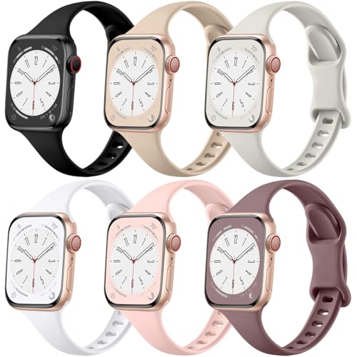 Lerobo Thin Slim Bands Compatible with Apple Watch Bands 40mm 41mm 42mm 38mm iWatch Bands Series 11 10 9 8 7 6 5 4 SE for Women Men, Soft Narrow Sport Strap Wristband