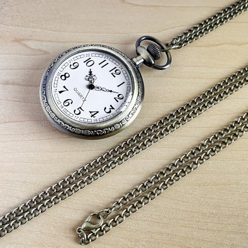 Fogitbok Vintage Pocket Watches for Men Womens Pocket Watch with Chain