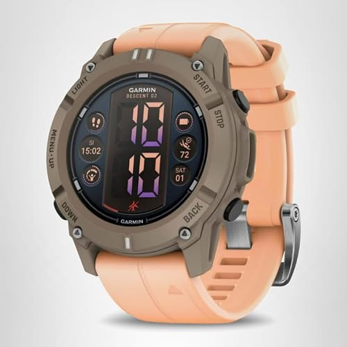 Garmin® Descent™ G2, Watch-Style Dive Computer, Bright AMOLED Display, Multiple Dive Modes, Health and Wellness Features, Paloma with Shell Pink Band