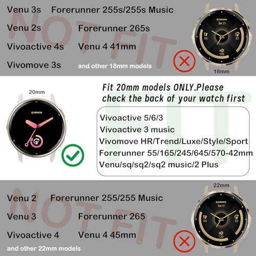 EverAct 20mm Magnetic Braided Compatible with Garmin Vivoactive 5 Watch Band/Vivoactive 6/3/3 Music,Soft Stretchy Nylon Strap Replacement for Venu Sq 2/Venu 2 Plus & Forerunner 55/165/245/645/570 42mm