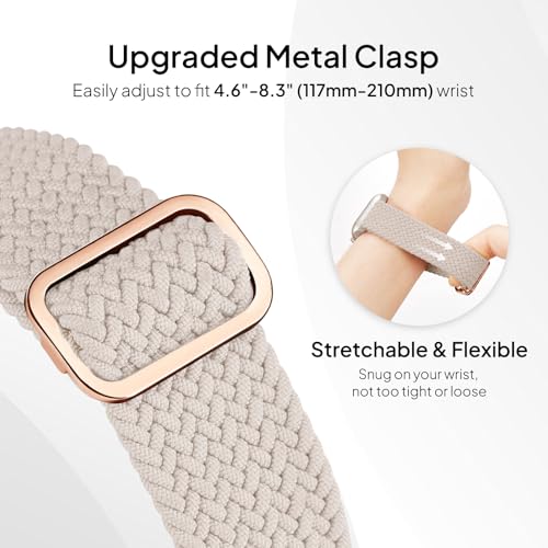 4 Pack Braided Stretchy Bands Compatible with Apple Watch 40mm 41mm 38mm 42mm 44mm 45mm 46mm 49mm Women Men, Breathable Nylon Elastic Daily Use Straps for iWatch Series 11/10 9 8 7 6 5 4 3 SE/Ultra 2