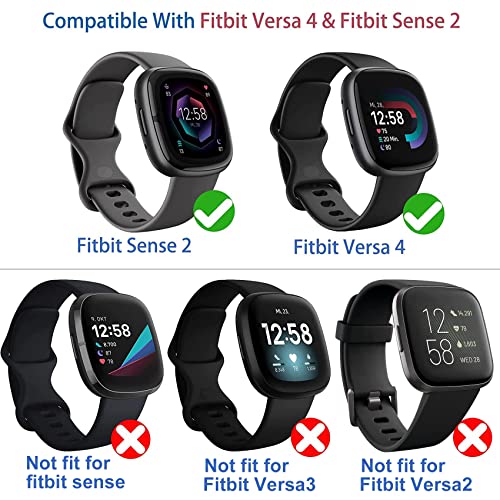 Suoman [4-Pack] for Fitbit Sense 2 /Versa 4 Screen Protector Case, Full Around Electroplate Soft TPU Bumper Around Protective Case Cover for Fitbit Sense 2/Versa 4 Smartwatch(Black+Black+Black+Black)