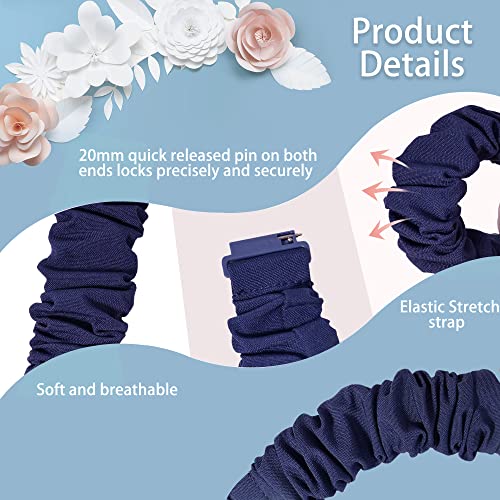 Compatible with Samsung Galaxy Watch 7/6/5/4/Active 2/FE Bands - 40mm/44mm, 20mm Quick Release Scrunchie Strap - Stretchy Cute Elastic Fabric Bands (10-Pack) Women