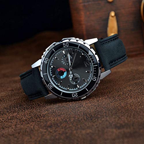 BISONSTRAP Watch Strap 18mm, Vintage Leather Replacement Watch Band, Black