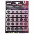 Loopacell High Power Button Cell 3V Lithium Assorted Battery CR2032 CR2025 CR2450 CR1620 CR1632, 25 Piece Set