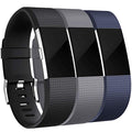 Maledan Bands Replacement Compatible with Fitbit Charge 2, 3-Pack, Large Gray/Blue/Black