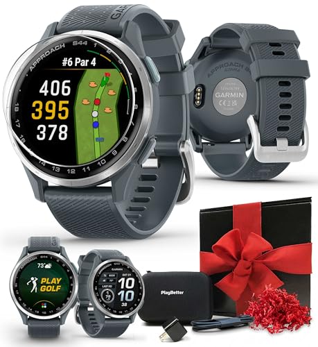 Garmin Approach S44 (Silver/Twilight) Golf GPS Smartwatch Gift Box Bundle
