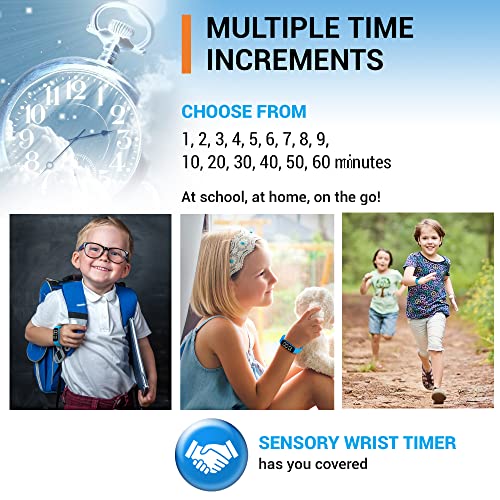 Sensory Wrist Timer for Kids, Teachers, Students, Simple Reminder Watch with Silent Alarm Clock Wristband, Classroom Countdown (Blue)