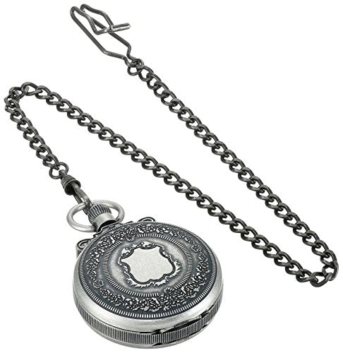 Charles-Hubert, Paris 3868-S Classic Collection Antiqued Finish Double Hunter Case Mechanical Pocket Watch