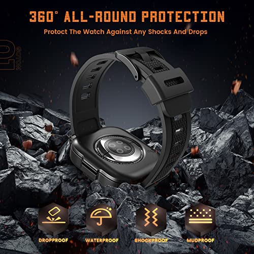 Goton 3 in 1 Waterproof Case with Band for Apple Watch with Built-in Tempered Glass Screen Protector 44mm, 360° Shockproof Bumper Face Cover with Band for Apple Watch SE 3/SE 2/SE, Series 6/5/4, 44mm