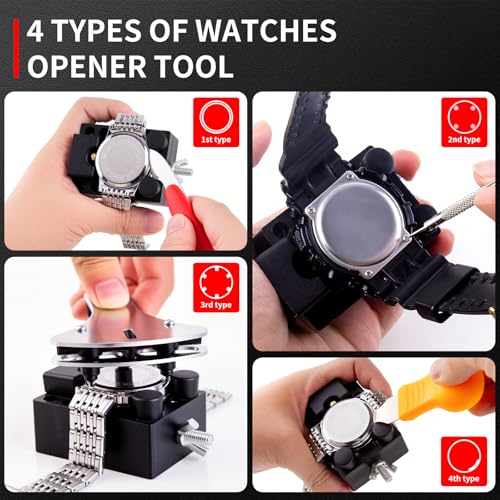 XOOL 151 PCS Professional Watch Repair Tool Kit, Includes Watch Battery Change Kit, Watch Case Opener, Link Remover, Spring Bar Tools, Screwdrivers, and Portable Carrying Case with Instruction Manual