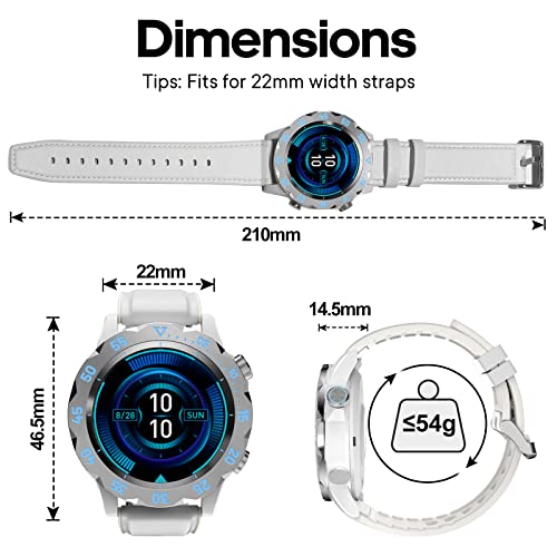 KAVVO Oyster Urban Smart Watch for Men, 46mm Fitness Smartwatch with Blood Oxygen Heart Rate Sleep Monitor, Multiple Sports Modes Tracker for Android iOS Phones (Raw White)