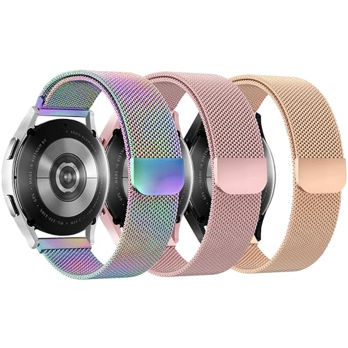 YGTIECS Soft Metal Bands Compatible with Galaxy Watch 7 Band 6 5 4 FE Active 2 40mm/44mm, 20mm Stainless Steel Milanese Strap for 6 Classic/5 Pro 45mm/4 Classic, for Samsung Watch Bands Women Men