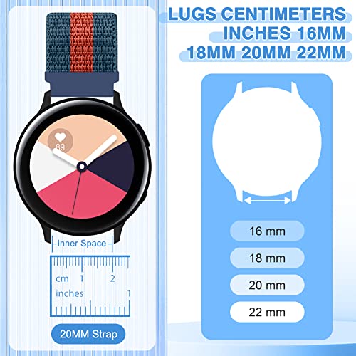 Relting 20mm Nylon Bands Compatible with Samsung Galaxy Watch 4/5/6/4 Classic/5 Pro/6 Classic/Active 2,Garmin Vivoactive 5/Vivoactive 3/Forerunner 245/645/Vivomove HR/Venu/Venu 2 Plus Bands