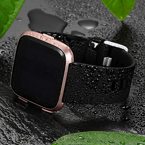 Wepro Band Compatible with Fitbit Versa 2 Bands for Women Men, Soft Band Compatible with Fitbit Versa Bands, Sport Waterproof Breathable Replacement Wristbands Strap for Versa Lite, Small, Black