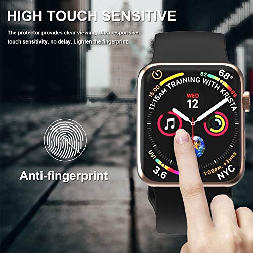 EWUONU [2 Pack Tempered Glass Screen Protector for Apple Watch 44mm SE 3/SE 2/ Series 6//5/4, 3D Full Coverage [Easy Installation Frame] Waterproof Bubble-Free HD Clear Film for iWatch 44mm