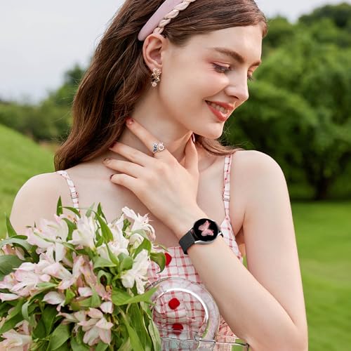 SNBLK Floral Engraved Bands Compatible with Samsung Galaxy Watch Band 7 6 5 4 Active 2 40mm 44mm/5 Pro/Watch 3, 6 Pack 20mm Flower Soft Silicone Replacement Strap for Samsung Watch 7 Bands for Women