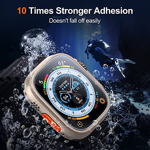 UniqueMe for 4 Pack Apple Watch Ultra/Ultra 2 / Ultra 3 Screen Protector 49mm, Military Grade Shockproof Case Friendly Anti-Scratch Bubble-Free Tempered Glass Clear Cover iwatch【Update Packaging】