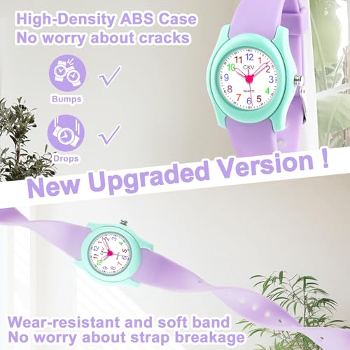 CKV Kids Watch for Boys Girls Watches Age 3-12, 1.18" Dial-3 ATM Waterproof Child Wristwatch Time Teaching Easy to Read Kids Presents