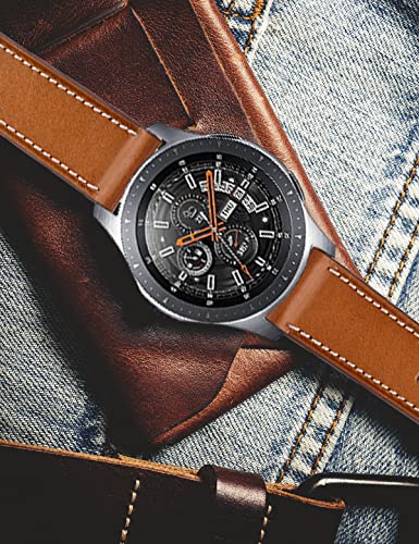 Olytop Quick Release Leather Watch Band - Choice of Width -20mm 22mm Watch Bands, Top Layer Cowhide Leather Watch Straps Replacement Wristband for Men Women, Black+Brown