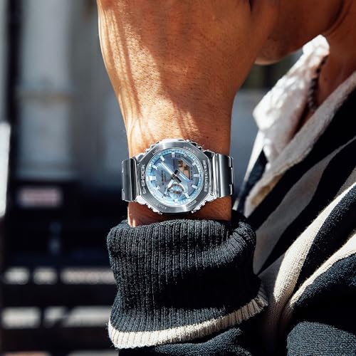 Casio G-Shock G-Steel GM2110D Analog-Digital Sky Blue Dial Stainless Steel Watch 43mm - GM2110D-2A