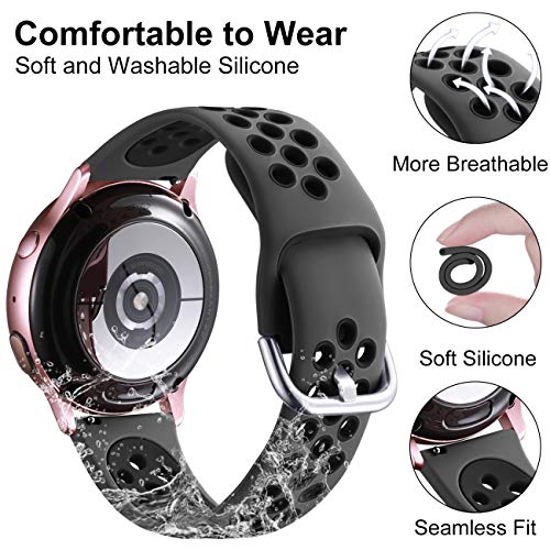 Lerobo for Galaxy Watch 7 Band Compatible with Samsung Galaxy Watch 6 5 4 Band 44mm 40mm/Galaxy Watch 6 Classic 47mm 43mm/Watch 4 Classic/Watch 5 Pro 45mm, 20mm Soft Silicone Sport Band for Men,Black