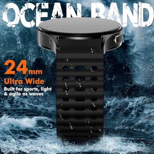 Sport Band for Samsung Galaxy Watch 7 5 4 6 FE 44mm 40mm/for Galaxy Watch 6/4 Classic 47mm 43mm 46mm 42mm/Watch 5 Pro 45mm, No Gap Breathable Soft Silicone Strap 20mm Replacement Men Women, Black