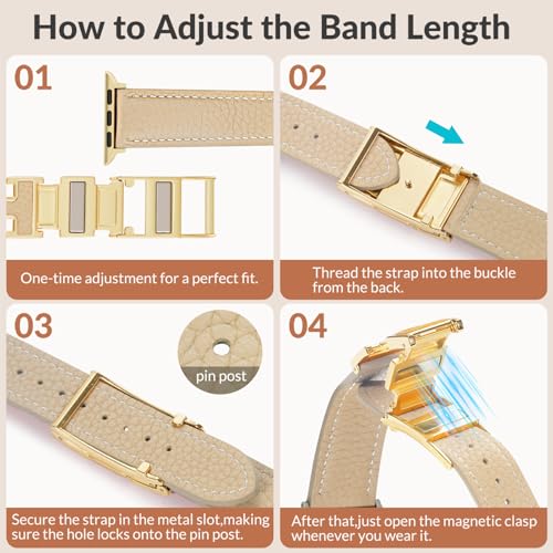 JSGJMY Leather Magnetic Band Compatible with Apple Watch Bands 38mm 40mm 41mm 42mm 44mm 45mm 46mm 49mm for Women Men，Top Grain Leather Designer Replacement Strap for iWatch Ultra SE Series11/10/9/8/7/6/5/4/3/2/1
