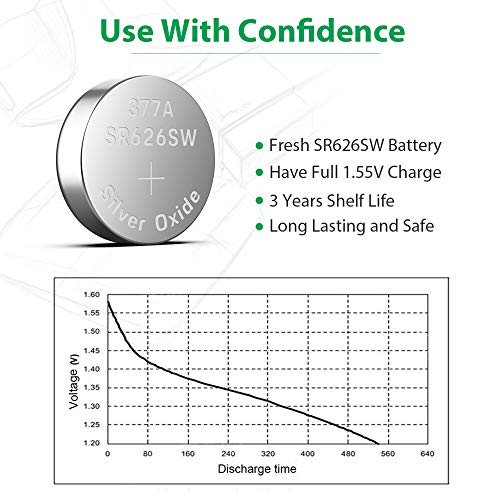 LiCB 10 Pack SR626SW 377 Watch Battery,Long-Lasting & Leak-Proof,High Capacity Silver Oxide 1.55V Button Cell Batteries for Watch
