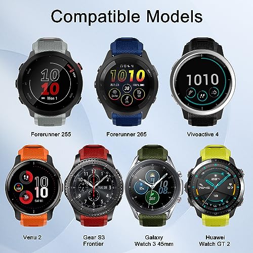 ISABAKE 22mm Watch Strap for Forerunner 255 Music/Forerunner 265, Silicone Quick Release Replacement Band for Garmin Venu 2/Vivoactive 4/Samsung Galaxy Watch 3 45mm
