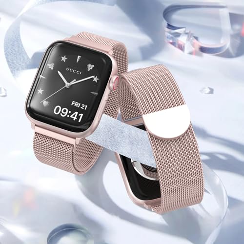Original Stainless Steel Mesh Loop Compatible with Apple Watch Bands 38mm 40mm 41mm 42mm 44mm 45mm 46mm 49mm Women Men, Magnetic Clasp Replacement for iWatch Strap Series 11 10 9 8 7 6 5 4 Ultra SE