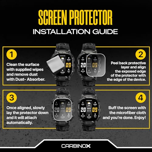 CARBINOX Tempered Glass Screen Protector Compatible for Vortex Smart Watch - High Transparency, Anti Scratch, High Sensitivity, Bubble Free (2 Pack) Vortex