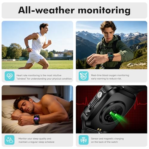 ALLENERGY Smart Watch for Men (Answer/Make Call) 1.96IN Waterproof SmartWatches with Flashlight 30+ Days Extra Long Battery Life 24/7 Fitness Tracker for 100+ Sport - Gift for Friend and Family