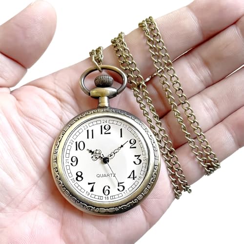 Fogitbok Vintage Pocket Watches for Men Womens Pocket Watch with Chain