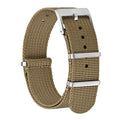 BISONSTRAP Nylon Watch Bands for Men, One-Piece Military Watch Straps, 20mm, Khaki Tan (Silver Buckle)