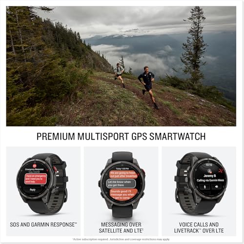 Garmin fēnix® 8 Pro, 51mm, AMOLED Display, Premium Connected Multisport GPS Smartwatch, inReach® Technology, Sapphire, Carbon Gray DLC Titanium with Black/Pebble Gray Silicone Band