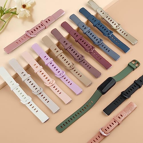 Vancle 4 Pack Bands Compatible with Fitbit Inspire 3 Bands for Women Men, Sport Silicone Adjustable Replacement Straps for Fitbit Inspire 3 Fitness Tracke (Milk Tea/Smoke Purple/Starlight/Pine Green)