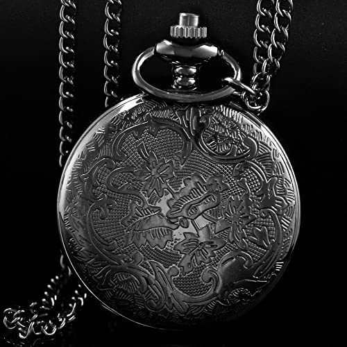 Tiong Exquise Starry Blue Hollow Case Quartz Pocket Watch Roman Numerals Retro Watches Souvenir Men Women Gift