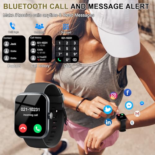 Smart Watch (Answer/Make Calls), 1.96" HD Smartatch for Men Women , 113+ Sport Modes, Fitness Tracker with Heart Rate/Sleep Monitor/Pedometer/Calories, IP68 Waterproof Running Watch for Android iOS
