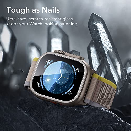 ESR 2 Pack Armorite Screen Protector for Apple Watch Ultra 3 /Ultra 2 /Ultra (49 mm), Military Grade Protection, Tempered Glass Film with Aluminum Alloy Frame, Keep Original, Titanium