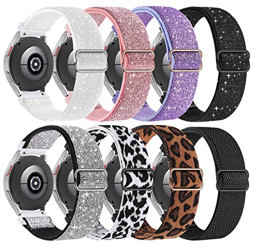 Bolesi 8 Pack Stretchy Nylon Watch Band Compatible with Samsung Galaxy Watch 7/6/5/4/FE,20mm Strap for Galaxy 6 Classic/5 Pro/Active 2 Women