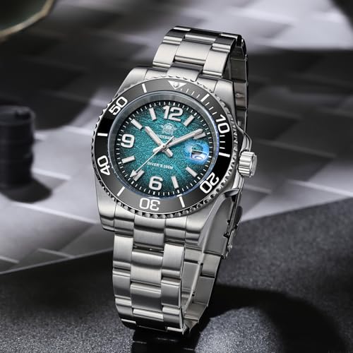 ADDIESDIVE 41 MM Dive Watches for Men Easy to Read Dial Quartz Mens Watch 200 M Waterproof BGW9 Luminous Analog Blue Gradient Military Hybrid Dial
