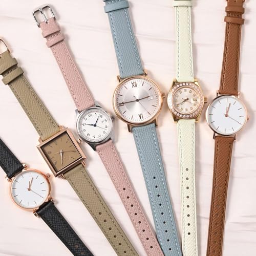 WOCCI 16mm Grace Watch Band for Ladies, Top Grain Leather, Quick Release Replacement Strap with Gold Buckle (Brown)