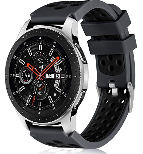 Lerobo 22mm Watch Band Compatible with Samsung Galaxy Watch 46mm/Galaxy watch 3 45mm/Gear S3 Classic/Frontier,22mm Soft Silicone Breathable Watch Strap Wristband for Women Men,(Anthracite Black)