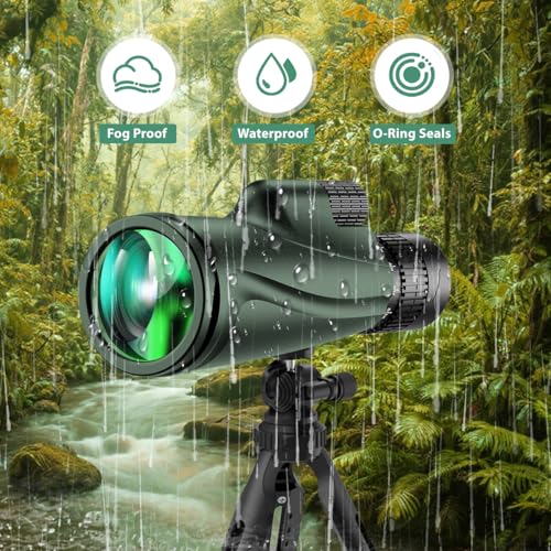 Monocular Telescope 80x100, Wide Field HD Monoculars for Adults with Tripod & Phone Adapter, Perfect for Bird Watching, Hunting, Hiking & Outdoor Activities -Green