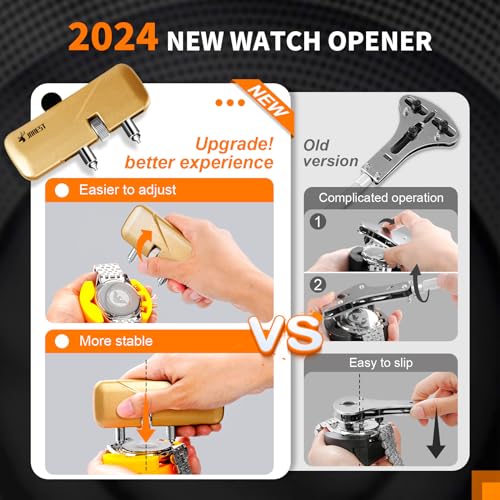 JOREST Watch Repair Tool Kit, Battery Replacement & Strap Adjustment, Wrench Opening Back Cover, Case Opener, Link Remover, Bracelet Resizing, Band Pin Removal, Screwdriver, Spring Bar
