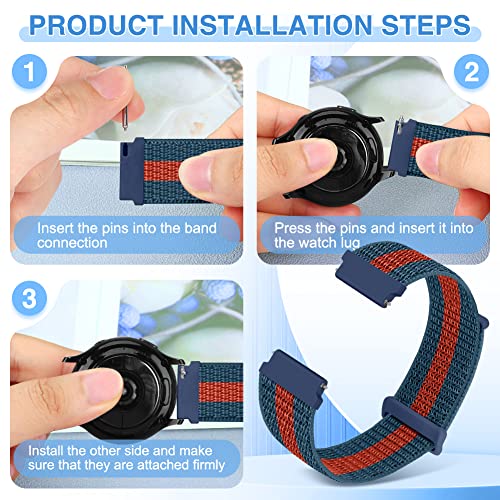 Relting 20mm Nylon Bands Compatible with Samsung Galaxy Watch 4/5/6/4 Classic/5 Pro/6 Classic/Active 2,Garmin Vivoactive 5/Vivoactive 3/Forerunner 245/645/Vivomove HR/Venu/Venu 2 Plus Bands