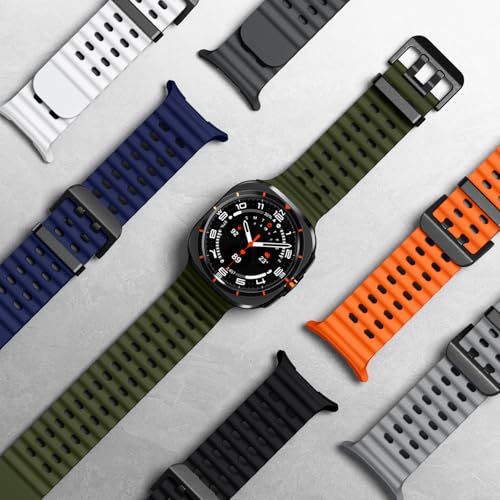 Acextro 6-Pack Marine Sport Band Compatible with Galaxy Watch Ultra Bands 47mm (2025/2024), Samsung Watch 7 Ultra Bands for Men Women, Breathable Ocean Silicone Strap No Gap Design