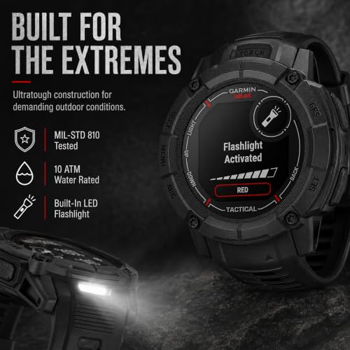 Garmin Instinct 2X Solar Tactical Edition, Solar Charging, Rugged GPS Smartwatch, Built-in Flashlight, Ballistics Calculator, Black 010-02805-13 Bundle with Deco Essentials Charging Dock Kit